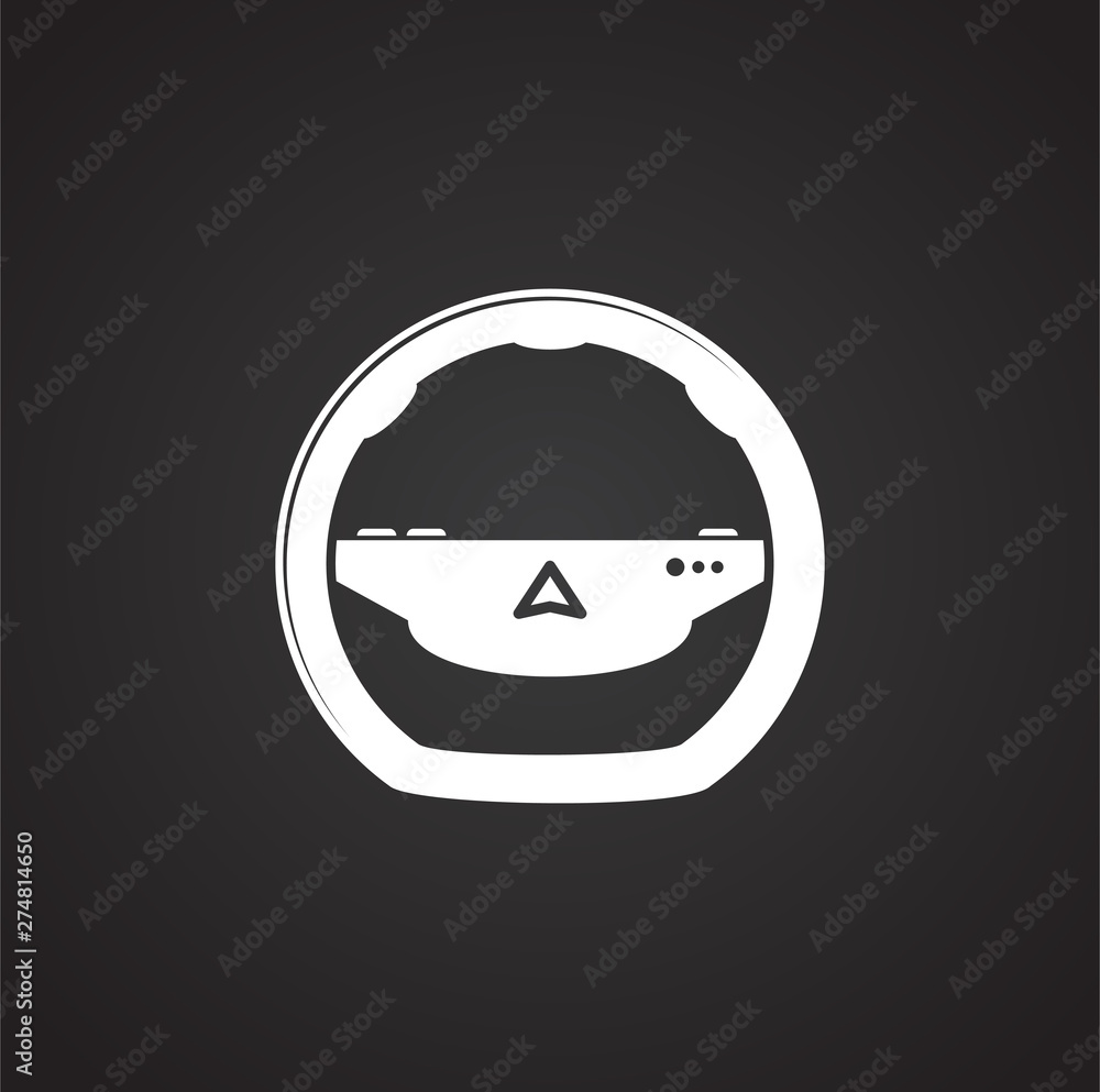 Poster steering wheel icon on background for graphic and web design. simple illustration. internet concept 