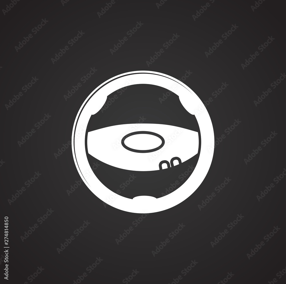 Poster steering wheel icon on background for graphic and web design. simple illustration. internet concept 