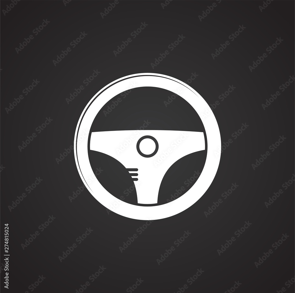 Poster steering wheel icon on background for graphic and web design. simple illustration. internet concept 