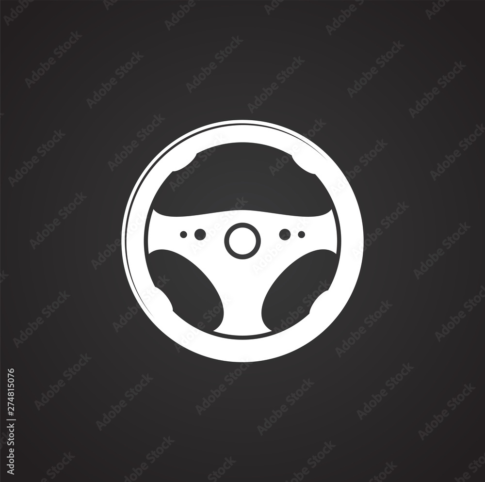 Poster steering wheel icon on background for graphic and web design. simple illustration. internet concept 