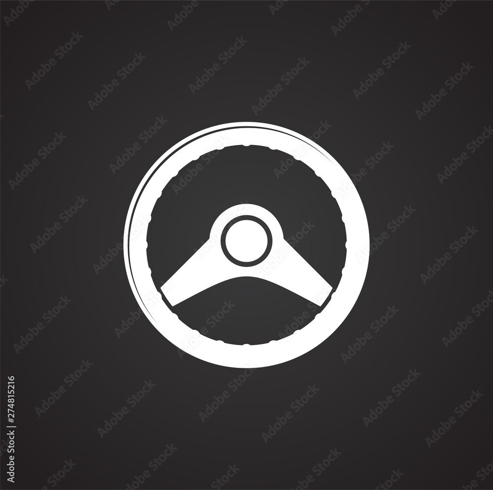 Poster steering wheel icon on background for graphic and web design. simple illustration. internet concept 