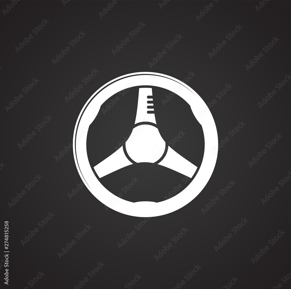 Poster steering wheel icon on background for graphic and web design. simple illustration. internet concept 