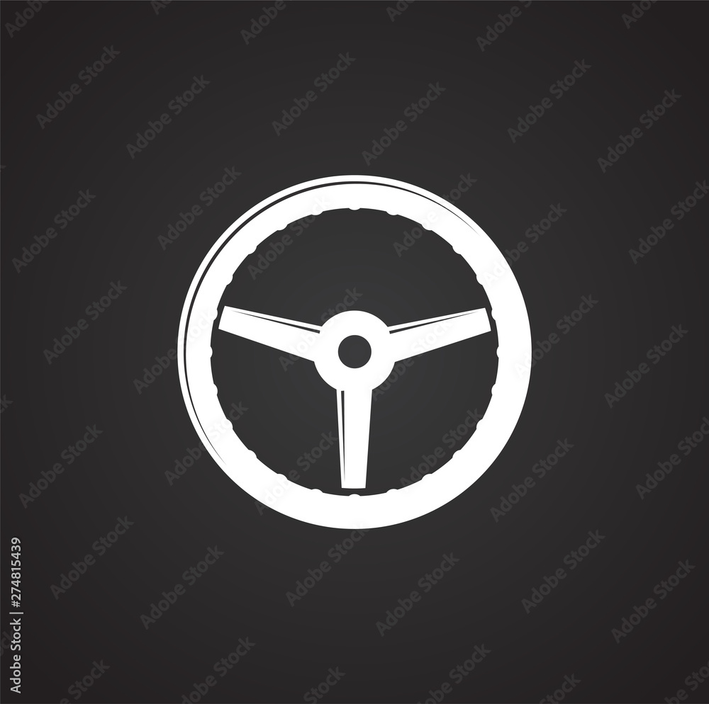 Poster steering wheel icon on background for graphic and web design. simple illustration. internet concept 