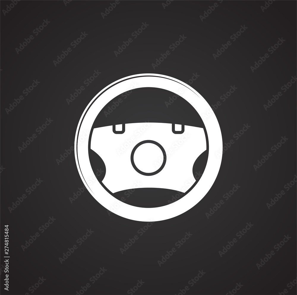 Poster steering wheel icon on background for graphic and web design. simple illustration. internet concept 