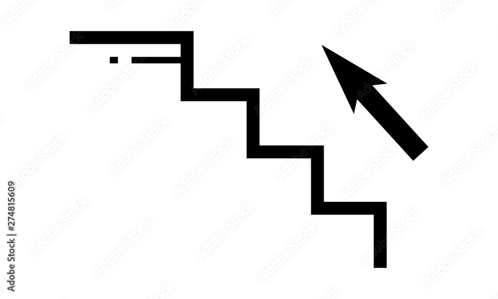 Poster stairs up icon for building design and navigation