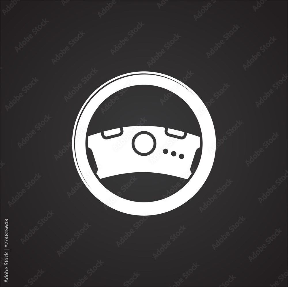Poster steering wheel icon on background for graphic and web design. simple illustration. internet concept 
