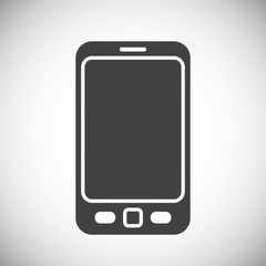 Smartphone related icon on background for graphic and web design. Simple illustration. Internet concept symbol for website button or mobile app.