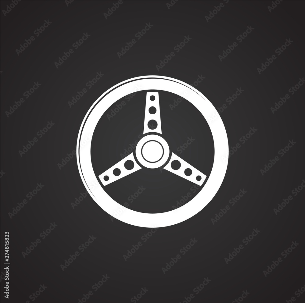 Poster steering wheel icon on background for graphic and web design. simple illustration. internet concept 