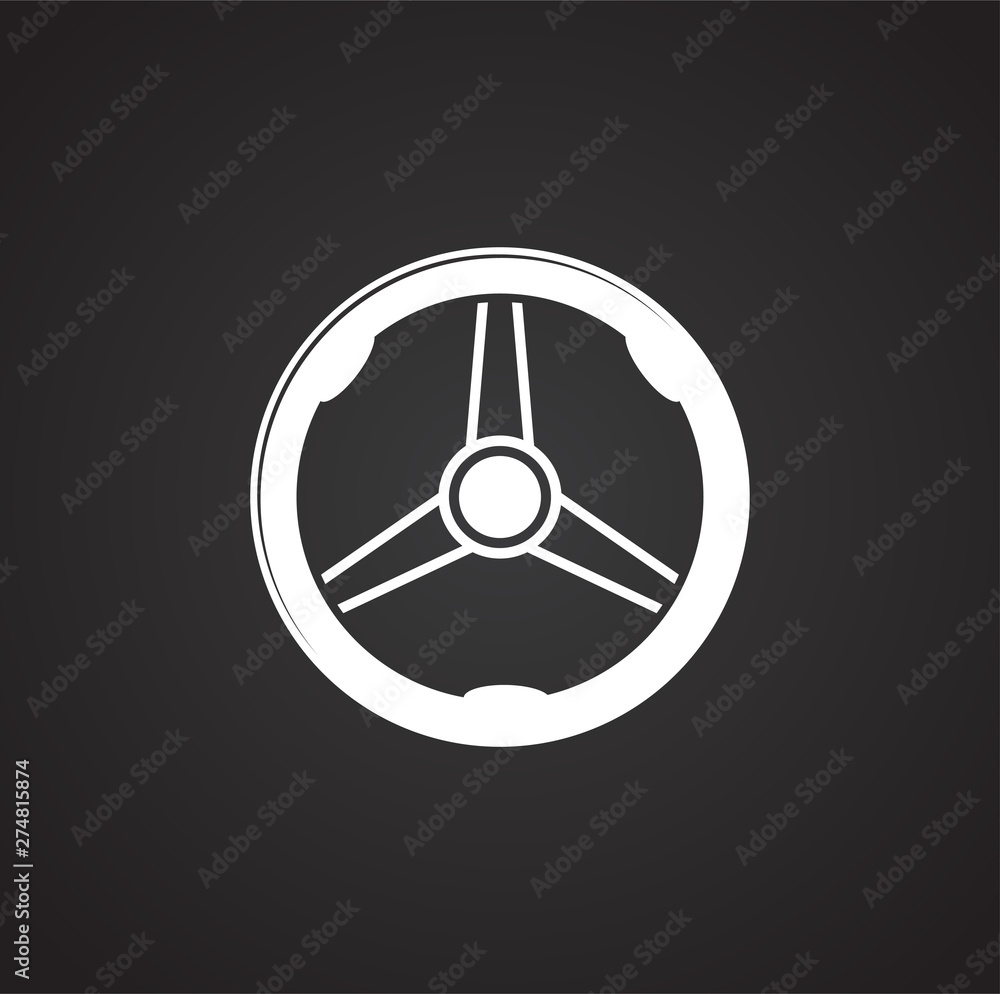 Poster steering wheel icon on background for graphic and web design. simple illustration. internet concept 