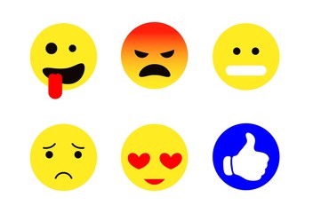 Fototapeta premium Set of colored smiley on white background