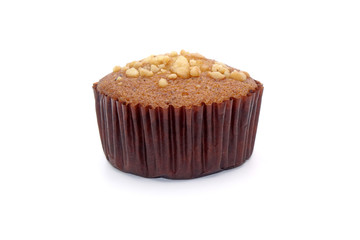 Banana cupcake isolated on white background