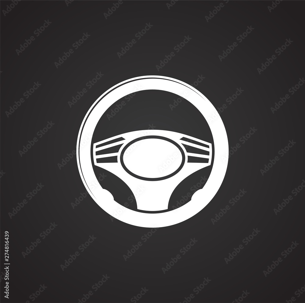 Poster steering wheel icon on background for graphic and web design. simple illustration. internet concept 