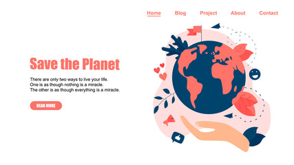 Web Template. Concept save the planet and environment	