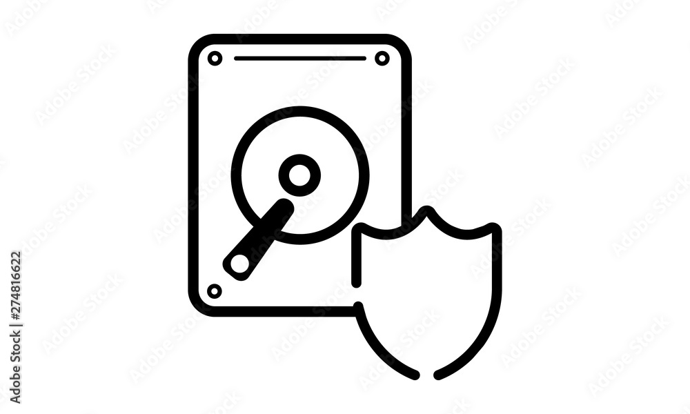 Poster hard disk drive protection icon for data security and storage