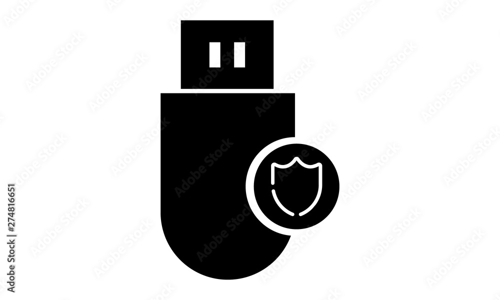 Poster usb flash drive with protection shield icon for data security