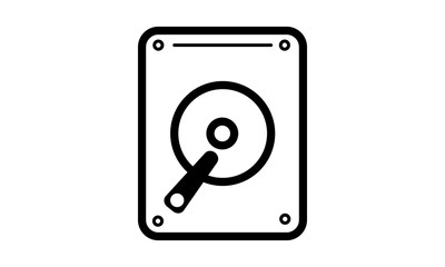 Hard disk icon in outline style for storage and tech concepts