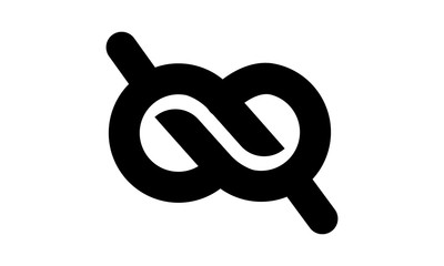 Infinity knot logo Black chain link symbol with vector image  - obrazy, fototapety, plakaty