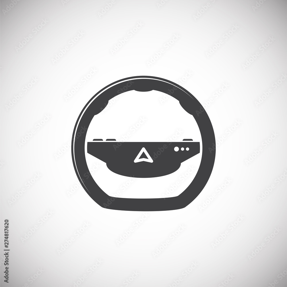 Poster steering wheel icon on background for graphic and web design. simple illustration. internet concept 