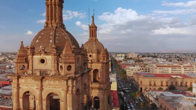 Durango Mexico Cathedral Drone Footage Sunset