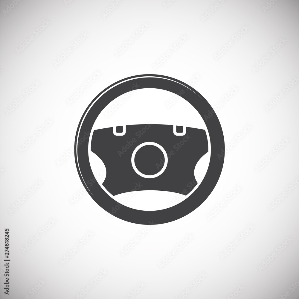 Poster steering wheel icon on background for graphic and web design. simple illustration. internet concept 