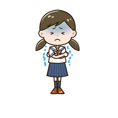 夏服　震える女の子　ポーズ　イラスト