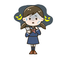 スマートフォン悪用を怖がる女の子　ポーズ　イラスト