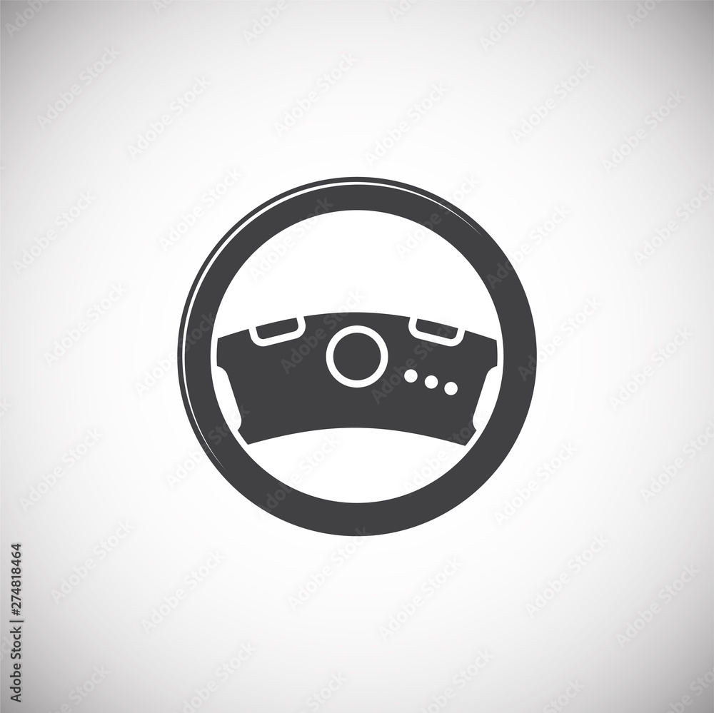 Poster steering wheel icon on background for graphic and web design. simple illustration. internet concept 