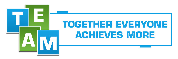 TEAM - Together Everyone Achieves More Green Blue Squares Left Box 