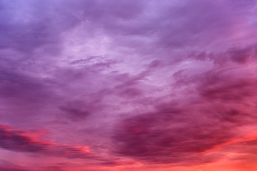 Beautiful fiery sunset on the sky. Gorgeous landscape. Background.
