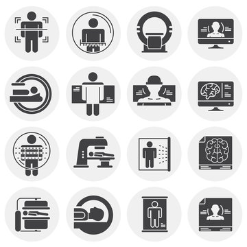 Body scan related icon set on background for graphic and web design. Simple illustration. Internet concept symbol for website button or mobile app.