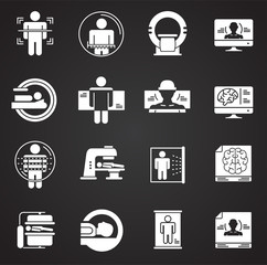 Body scan related icon set on background for graphic and web design. Simple illustration. Internet concept symbol for website button or mobile app.