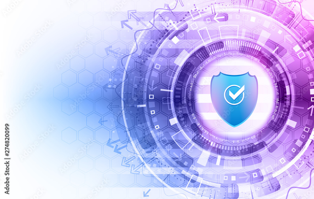 Poster Cybersecurity for business and internet project. Vector illustration of a data security services. Data protection, privacy, and internet security concept.