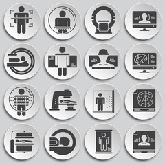 Body scan related icon set on background for graphic and web design. Simple illustration. Internet concept symbol for website button or mobile app.