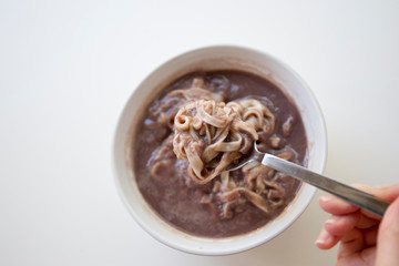 Korean food red bean noodle