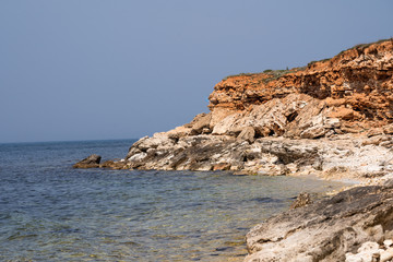 Rocks and cliffs of the southern coast of Crimea in the area of Fiolent.