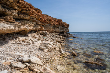 Rocks and cliffs of the southern coast of Crimea in the area of Fiolent.