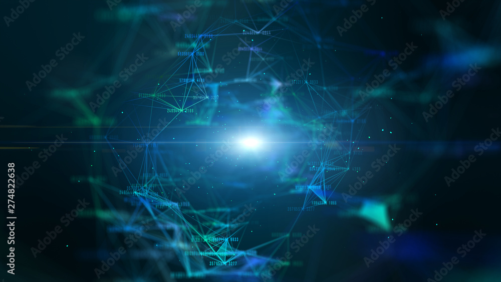 Poster hi-tech digital data network and network connection