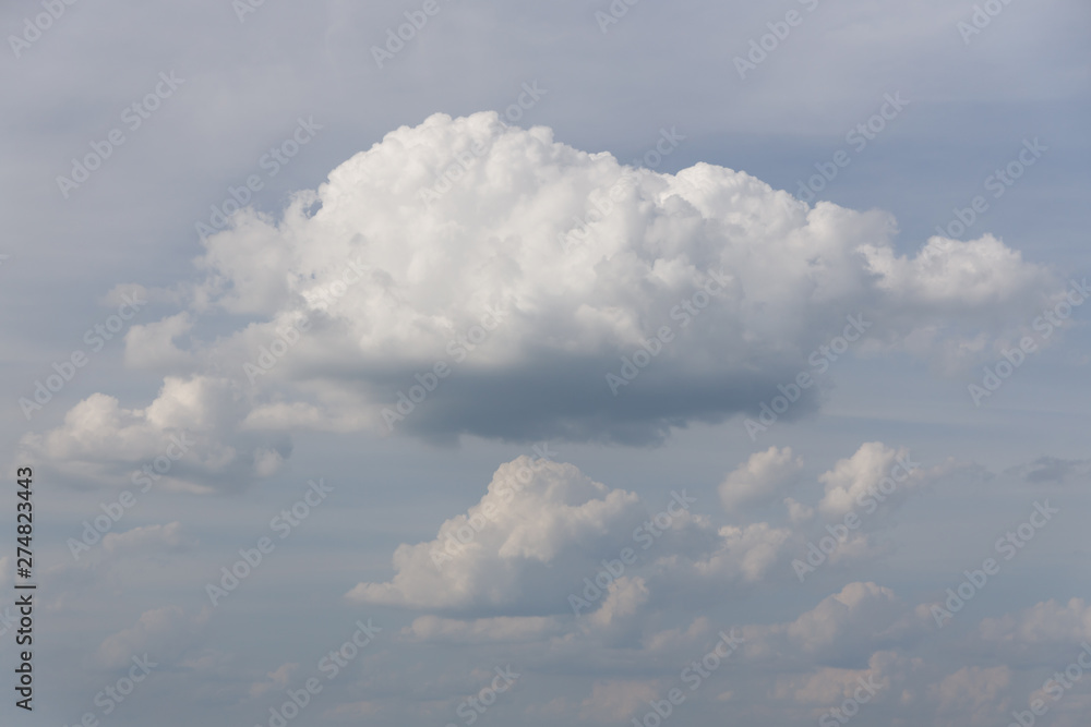 Sticker white cumulus clouds on and blue sky