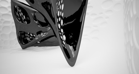Abstract white and black smooth  parametric interior with window. 3D illustration and rendering.