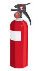 Red fire extinguisher on an isolated white background.