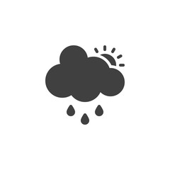 Fototapeta na wymiar Cloud rain and sun vector icon. filled flat sign for mobile concept and web design. Sunny and rainy cloudy day glyph icon. Forecast weather symbol, logo illustration. Vector graphics