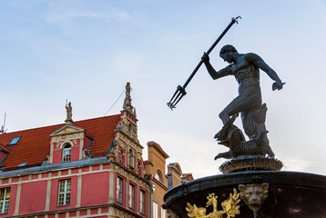 Sculpture of Neptune in old town market in Gdansk © pab_map