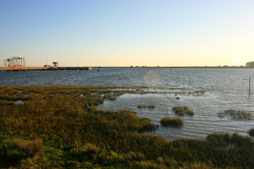 sunset in the ria de huelva beaches of spain