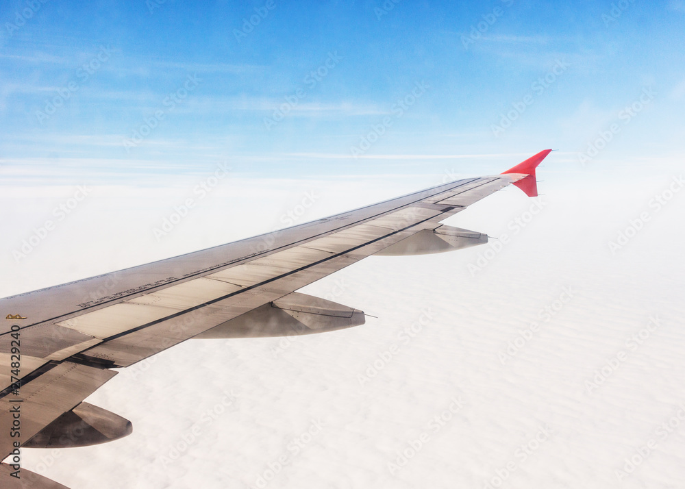 Canvas Prints plane wings and the sky view from the passenger window