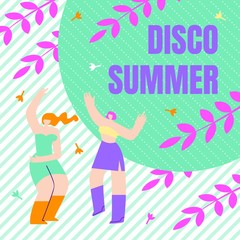 Festival Flyer Inscription Disco Summer, Flat.