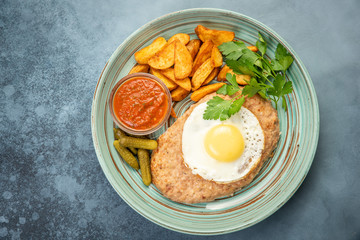 Homemade Steak and Eggs Breakfast with Potatoes