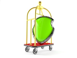 Protective shield with hotel luggage cart