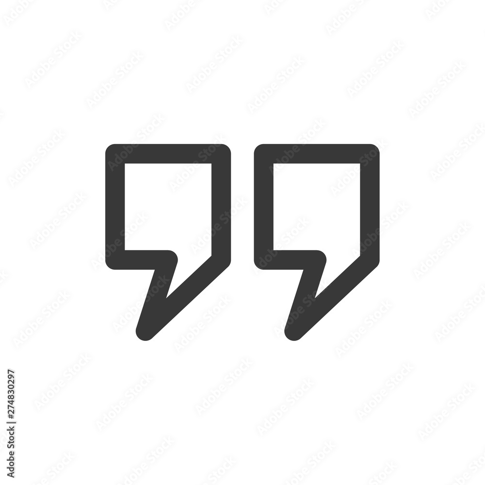 Fototapete Quote icon outline style template black color editable. Quote symbol outline style vector sign isolated on white background. Simple logo vector illustration for graphic and web design.