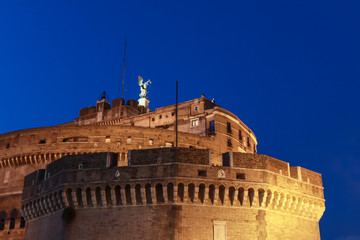 Fototapeta na wymiar Castel Sant Angelo Architecture High Part night view