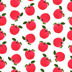 Vector seamless pattern with red apple fruit